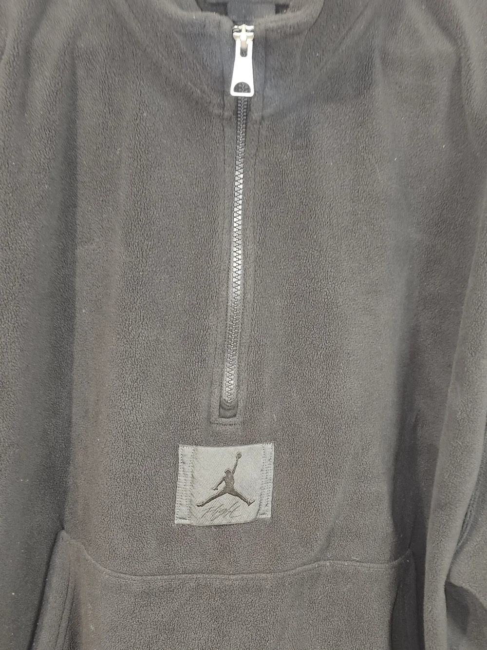 Jordan Half Zip Fleece Pullover Hoodie Men's 3XL Black Mock Neck Logo Pockets